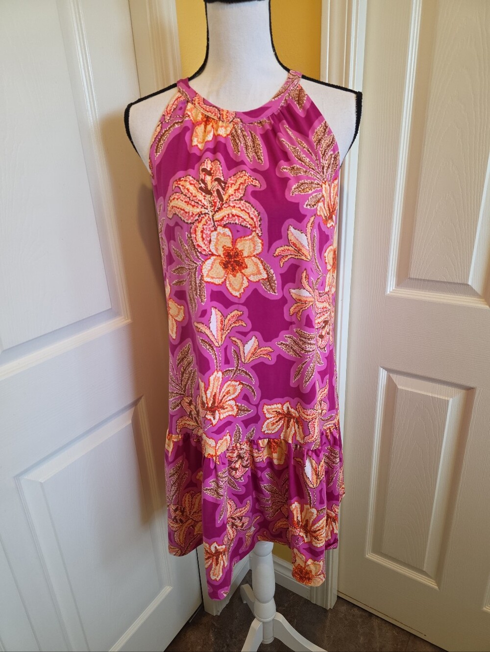 LOFT Fuchsia Floral Halter Dress